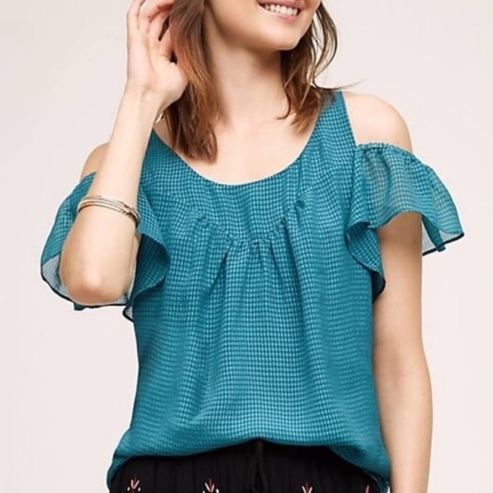 Anthropologie Maeve Tavin Cold Shoulder Blouse